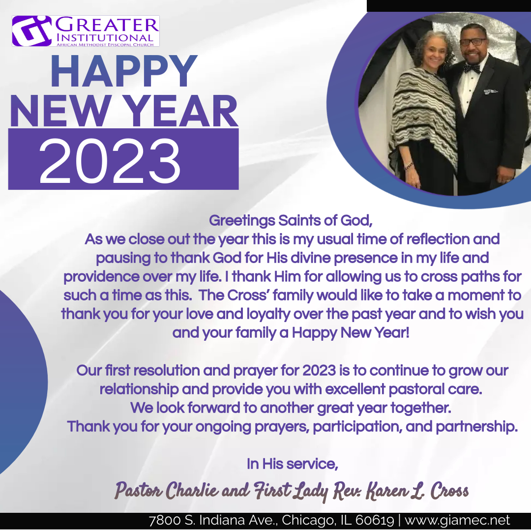 2023 Greeting from Pastor and First Lady Cross